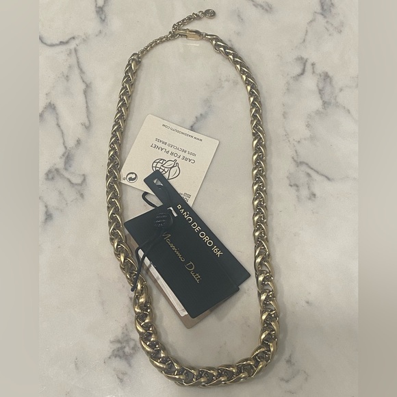NWT Massimo Dutti 16k gold plated brass Necklace - Picture 3 of 4